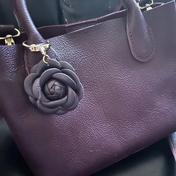 Portland Leather Chic Plum small Tote Bag and Wallet Set - Picture 2 of 4